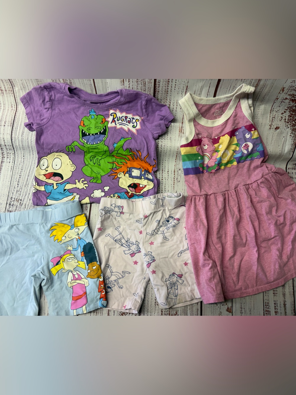 Rugrats Purple Graphic Tee + Pink Unicorn Dress Bundle